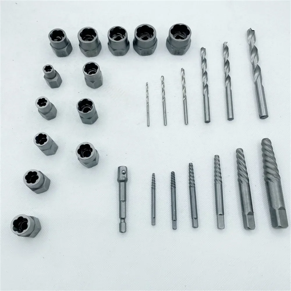 26 Piece Set of Damaged Nut Extractor Hexagonal Screw Tool Socket Bolt Nail Broken Thread