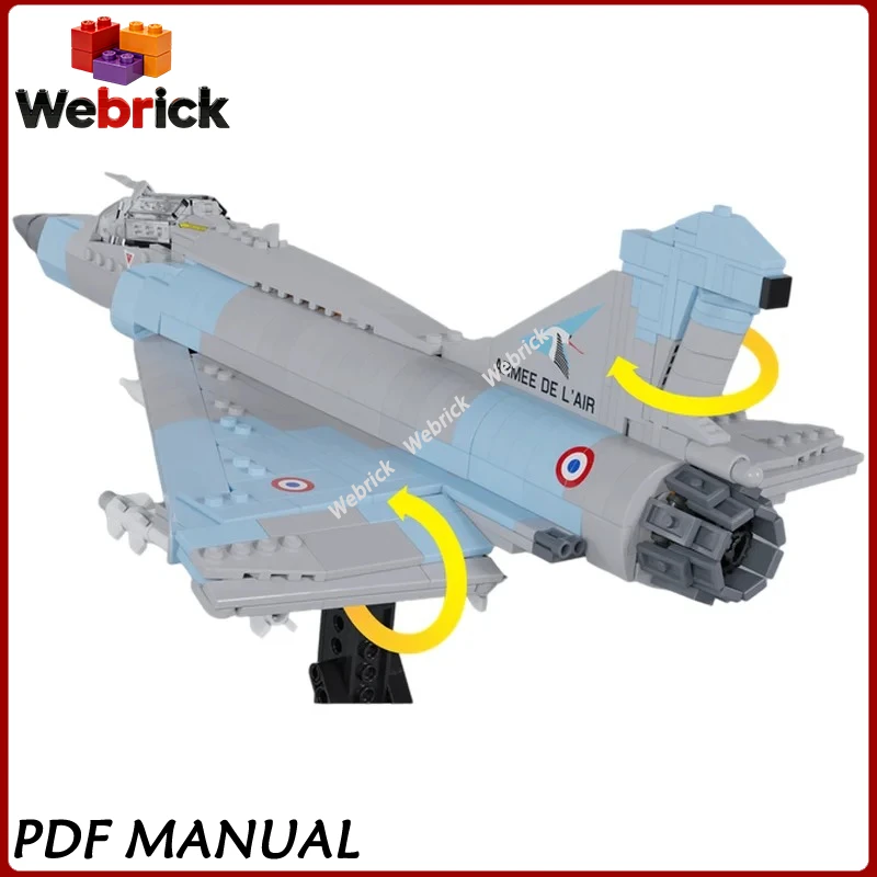 Modern Military Fighter Plane Building Blocks Combat Aircraft With Rotatable Wings DIY Brick Display Ornament
