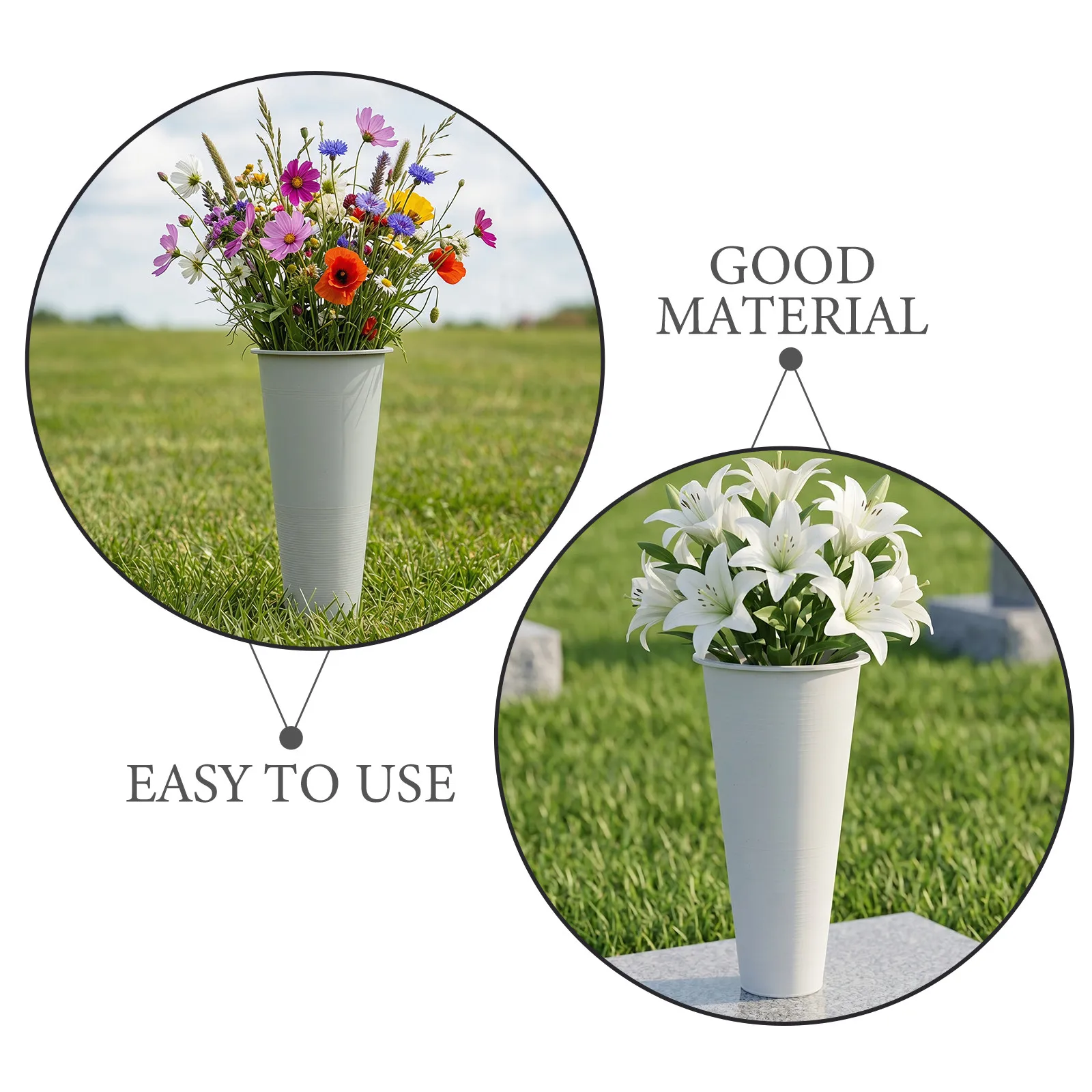 12Pcs Plastic Memorial Cemetery Flower Holder Wide Stable Vase for Gravesite Funeral Grave Decorations Outdoor Floral