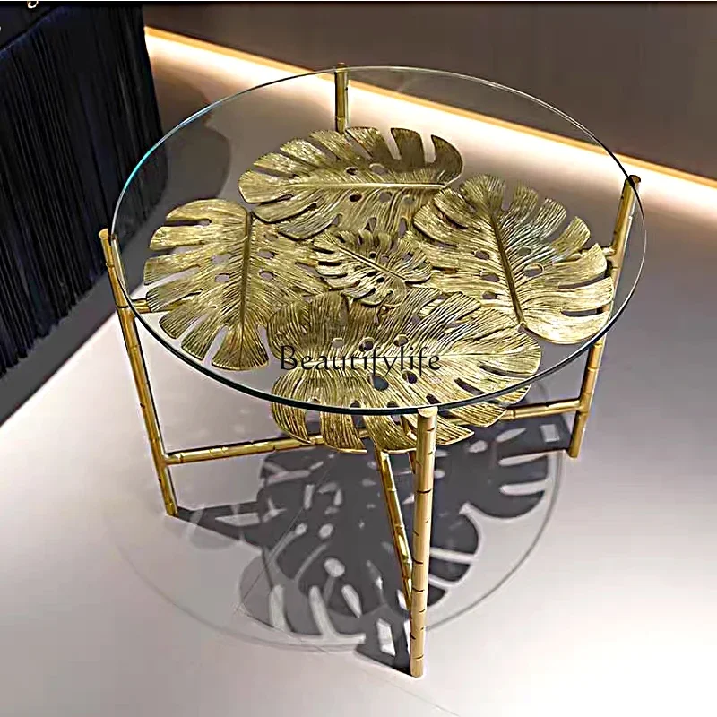 

yj7 Italian light luxury pure copper coffee table