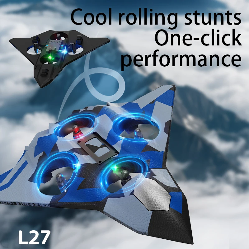 RC Plane 2.4G 2CH Remote Control Flying Helicopter One Key Take Off 360 Roll RC Aircraft Glider with Light Foam Fighter Toys
