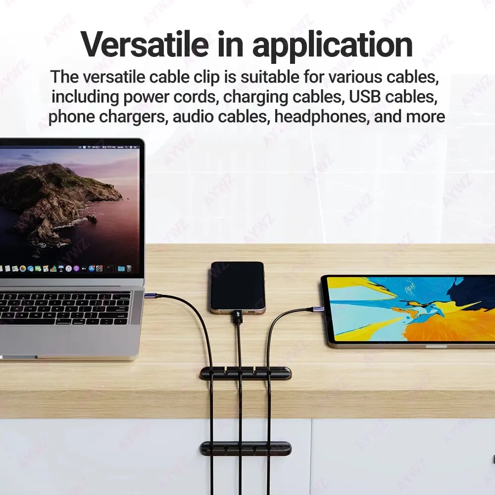 Adhesive Cable Holder Clips Cord Management Wire Organizer for Desktop USB Charging Cable Nightstand Power Cord Mouse Cable