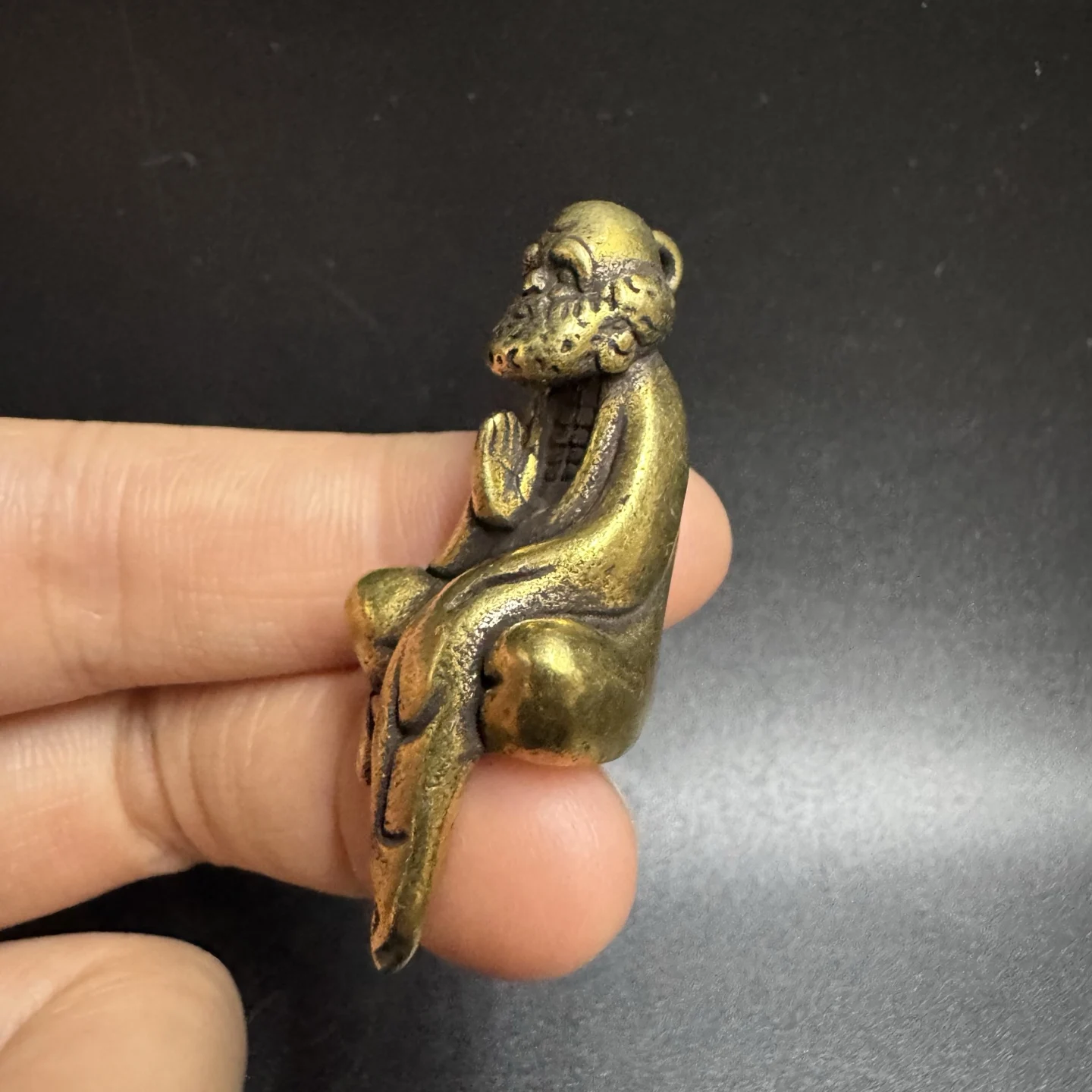 Bronze ware, solid Bodhidharma Buddha statue, antique desktop decoration