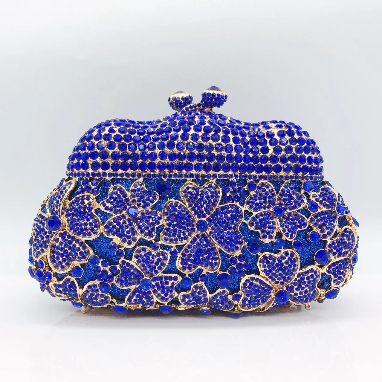 

Lady Bling Metal Flower Diamond Evening Bag Crystal Wedding Purse Party Handbag Rhinestone Prom Formal Clutches