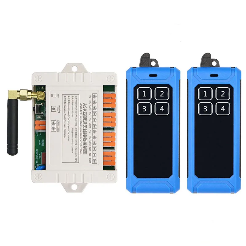 433MHz Universal Wireless Remote Control AC 110V 220V 4CH Relay Radio controller Receiver Module RF Switch & Gate Garage opener