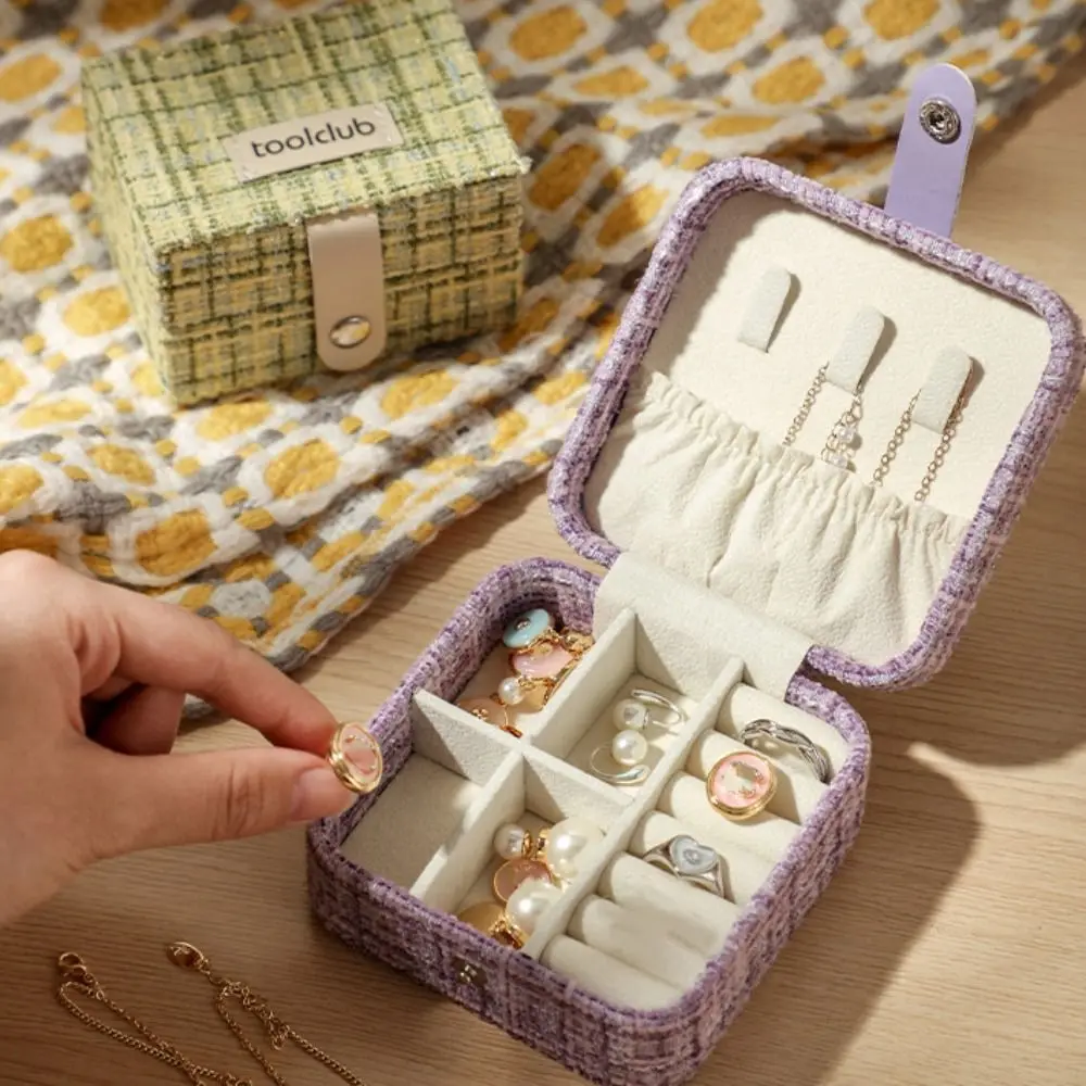 

PU Leather Jewelry Packing Bag Jacquard Fabrics Rings Necklace Jewelry Display Box Bracelet Large Capacity Earrings Storage Case