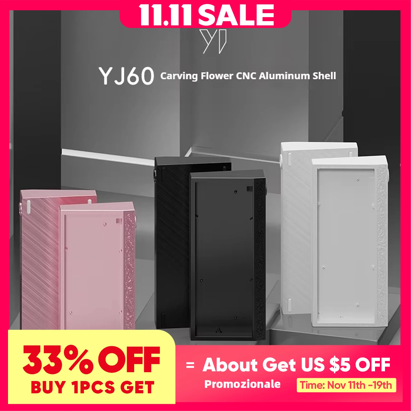 

YJ60 Mad 60he GH60 Aluminum Keyboard Shell 60% Keys Layouts Keyboard Case For Wooting 60HE RAKKA Aula Win60 PC Gamer Accessories