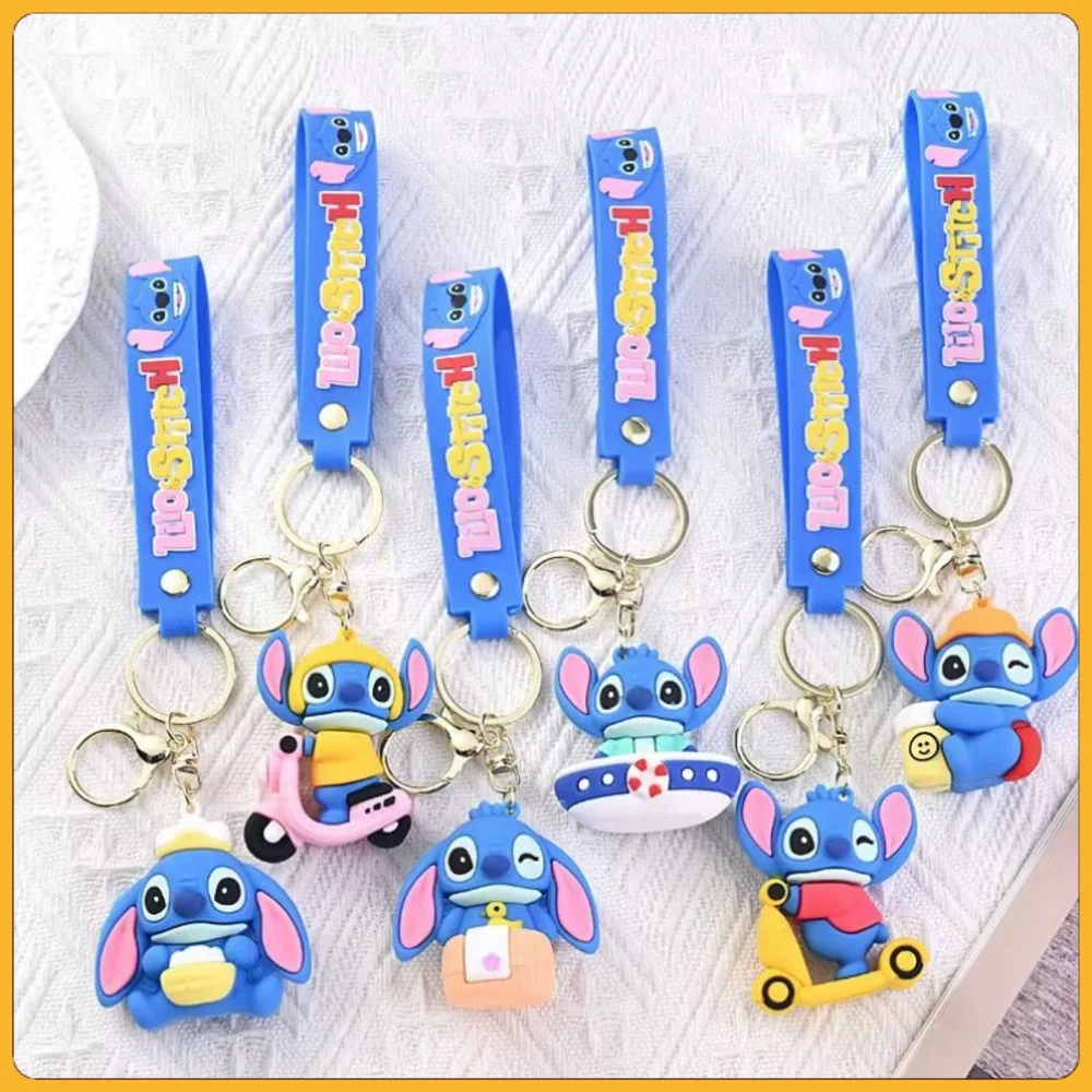 Llaveros con Colgante de Anime de Disney Lilo & Stitch, Soporte para Llaves de Coche, Anillo para Llaves, Colgante para Bolso de Teléfono Móvil, Regalos de Joyería