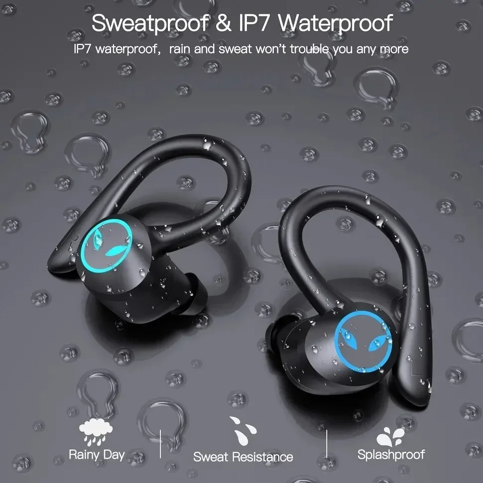 

Music Waterproof Headset With Microphone Headphones Noise Cancelling Sport Earbuds TWS Wireless Bluetooth Earphone