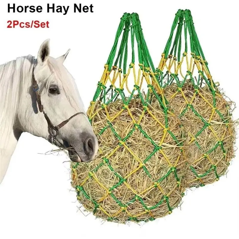 ABRU-2Pcs Slow Feed Hay Net,Durable Hanging Hay Feeder For Stables, Trailers, And Equestrian Events