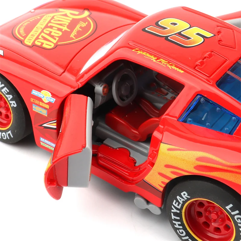 Coches Disney Pixar de gran tamaño, sonido y luz, Sheriff McQueen, vehículo extraíble de aleación 1:32, juguete, regalo de Navidad para niños