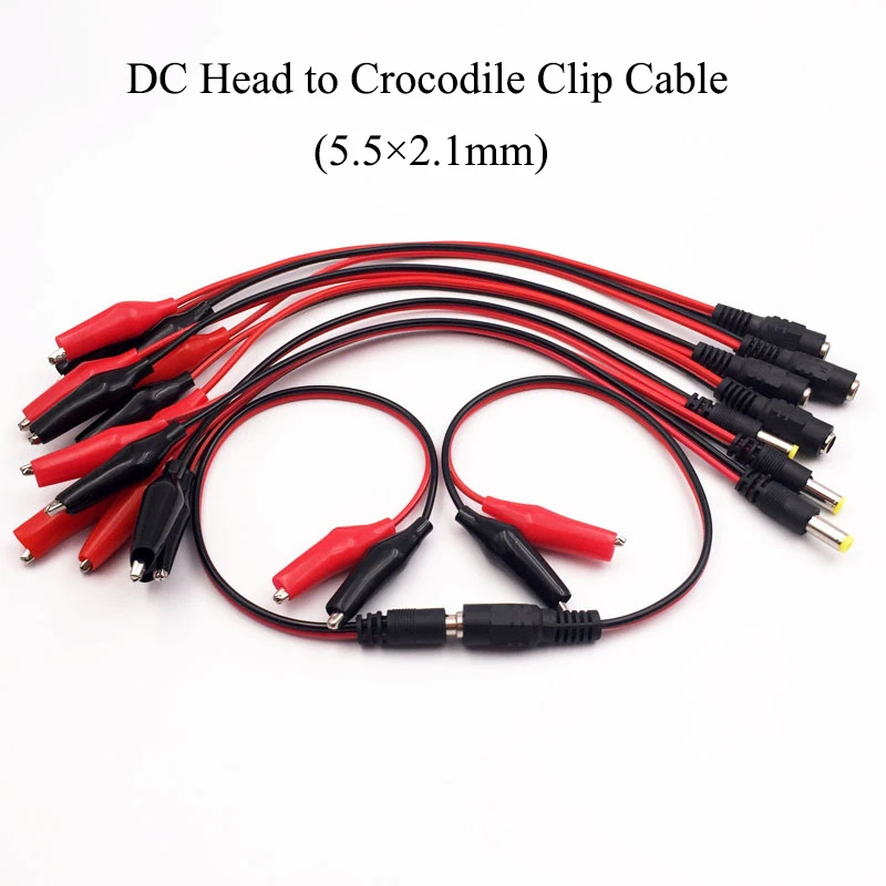 

Cltgxdd 2 Alligator Clip To 1 Male Or Female DC Power Plug Connector Adapter 25CM Wire DC 5.5*2.1mm Clips Crocodile Test Leads