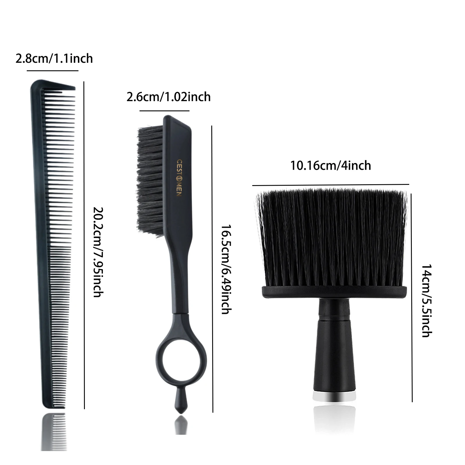 2Pcs Professional Barber Kit 360°Rotatable Neck Duster Brush Dual ‑Teeth Hair Cutting Comb Neck Cleaning Brush for Salon Home