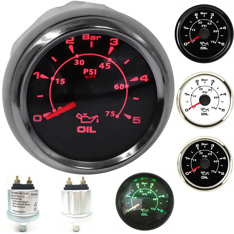 

Vehicles M10x1 NPT18 Mechanical Oil Pressure Meters Sensors 52mm 0.5bar Alarm System Sending Unit 0-5bar 0-75psi 0-10bar Display