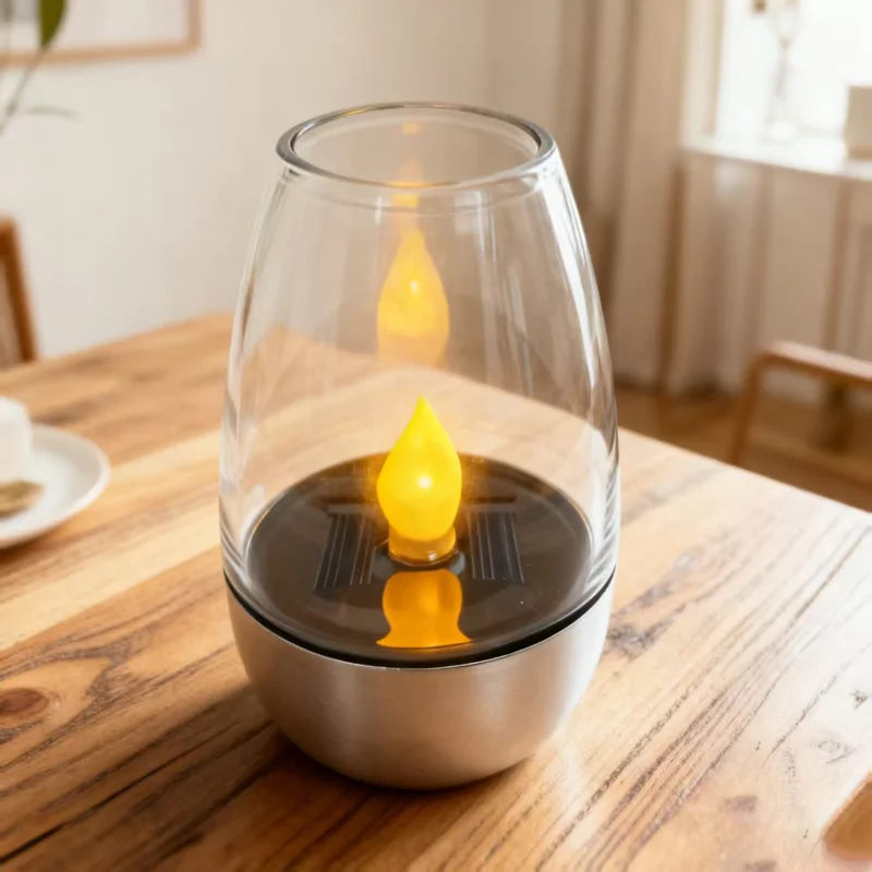 Transparent Glass Candlesticks Hollow Windproof Candle Holder with Wood Base Round Candle Cup Cover Dining Table Decoration
