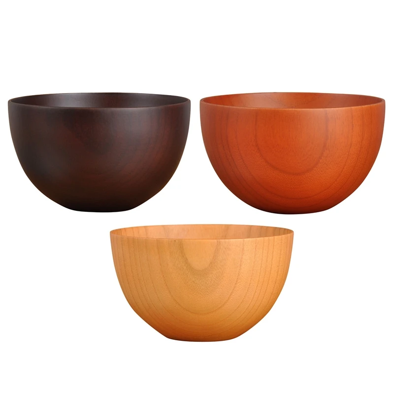 Japanese Style Wooden Bowls, Salad, Noodle, Fruits And Cereal Wooden Bowl Tableware