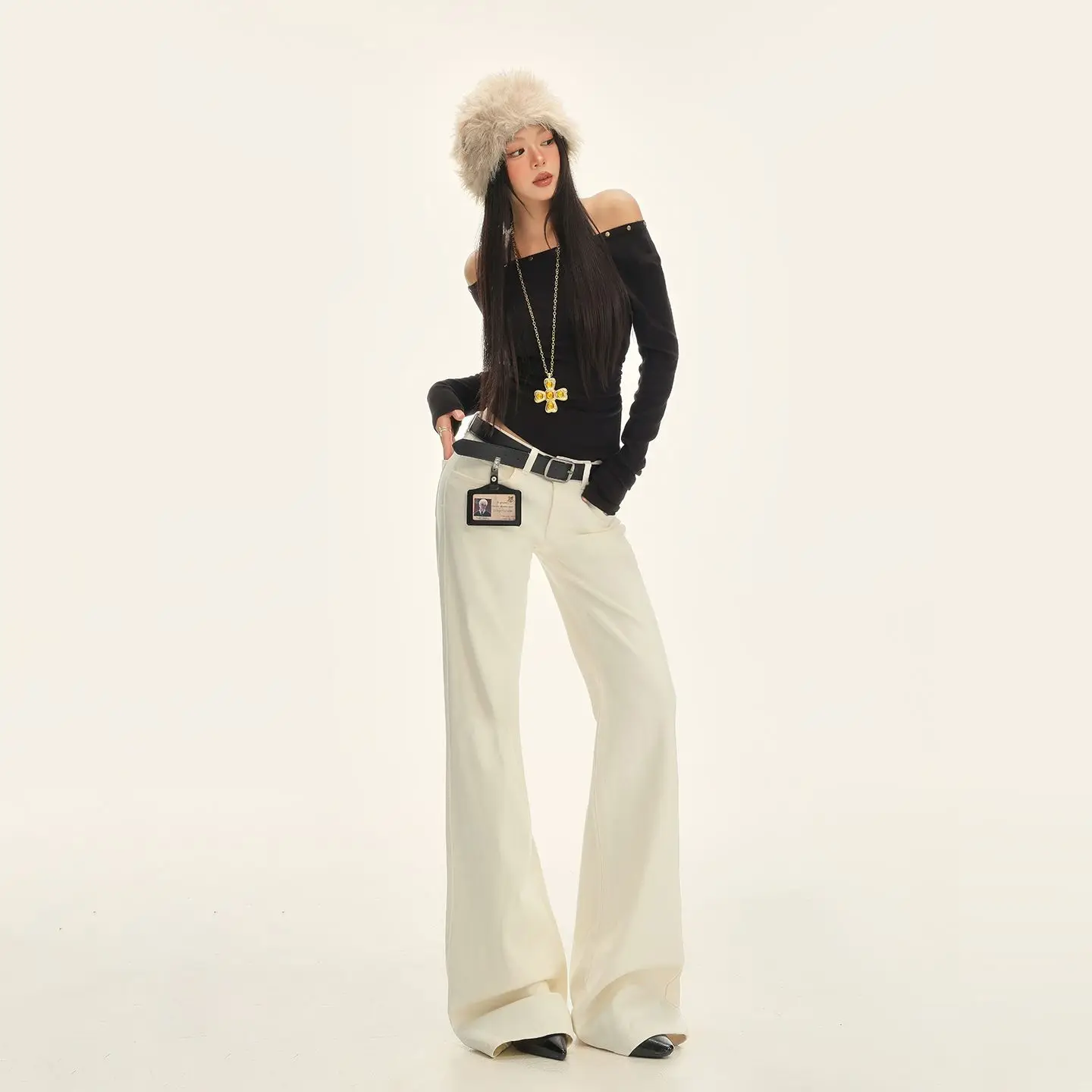 Casual Stijl Uitlopende Jeans Vintage Punk Esthetische Emo Losse Broek 2025, Herfst Vrouwen Solid Y2K Wijde Pijpen Denim Broek