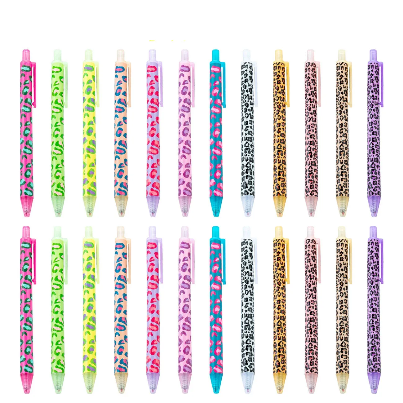10 Leopard-Print Plastic Pens with Click Mechanism, Wholesale Ballpoint Pens for Students' Exam Practice, Exhibition Gift Promotional Pens, Cheetah Writing Pens, Women's Gifts, Fine Tip Smooth Writing Stationery, Suitable for Home and Office, Writing Pens, Christmas Pens, Teacher Pens, Writing Pens, Fashionable Design, Comfortable Grip