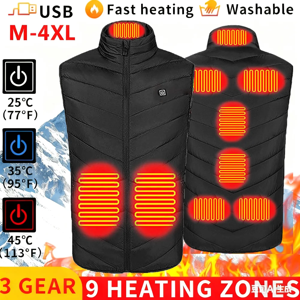

9/11 Areas Heated Motorcycle Rider Vest Zones Electric Heated Jackets Men Women Sportswear Heated Coat Heat Coat USB Heating
