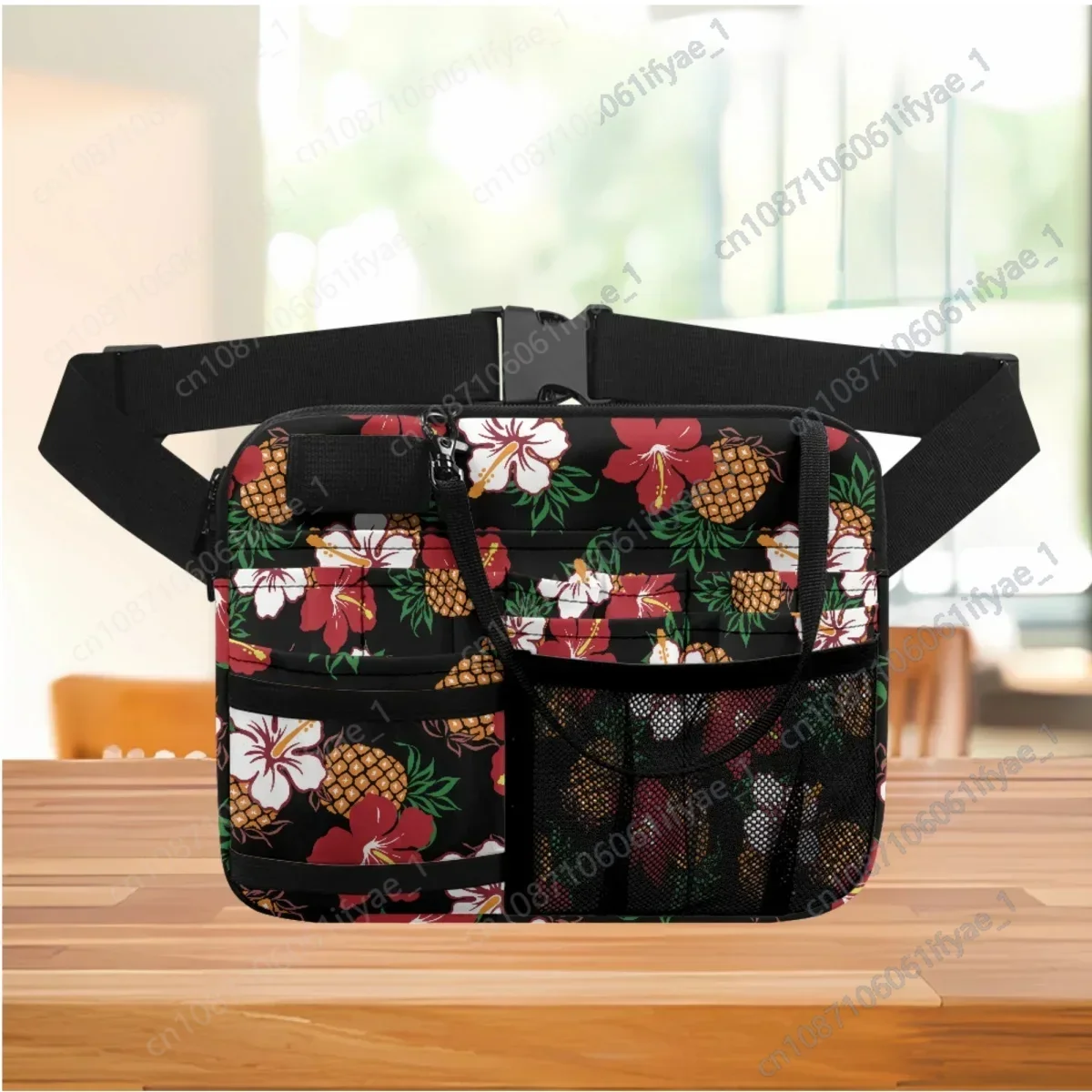 Hibiscus Ananas Tropische Stijl Nurse Organizer Riem Heuptasje Voor Schaar Verzorgingskit Gereedschap Opberg Bum Tas Heup Tas Nieuw