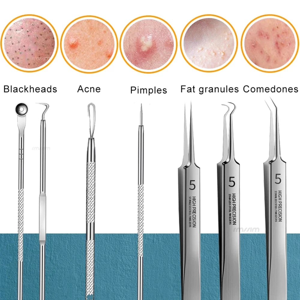 Acne Naald Verwijder Mee-eter Comedo Extractor Gereedschap Roestvrij Staal Gezichtsverzorging Tool Puistje Smet Removal Tools
