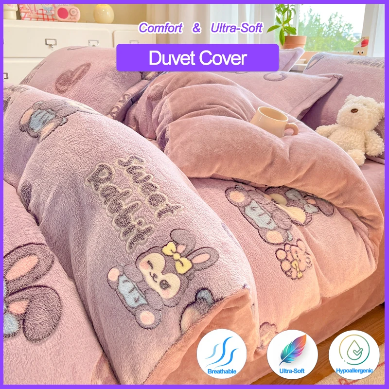 Plush Flannel Duvet Cover - No Pillowcase, Ultra-Warm for Winter, Soft Touch Bedding, Easy Wash, Twin/Full/Single/Double
