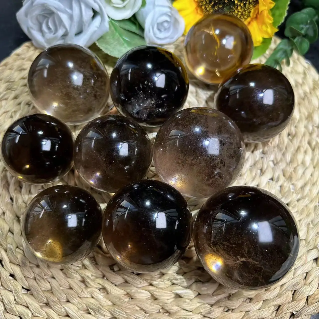 

Wholesale 5-6cm Polished Natural Crystal Balls Smoky Quartz Spheres For Healing