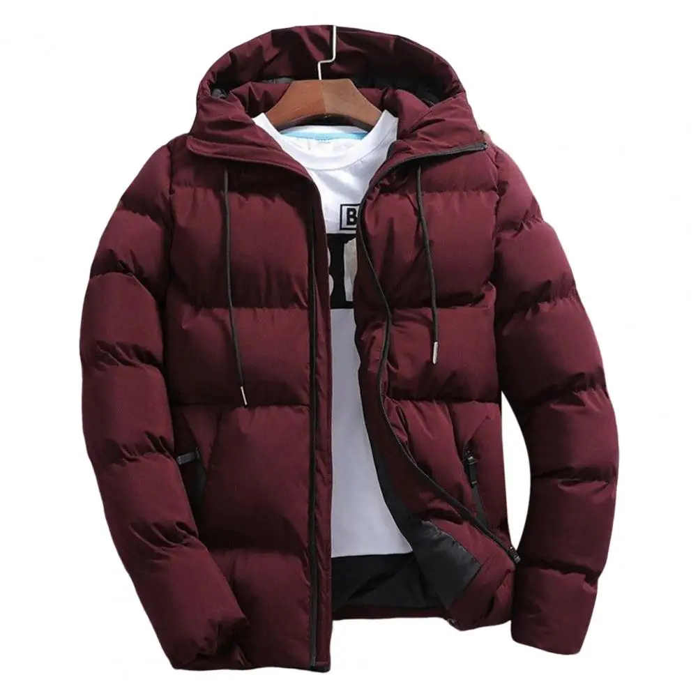 Trend ige Männer Mantel Winter Kordel zug Taschen Wind jacke Slim Fit männliche Männer Hoodie für den täglichen Gebrauch