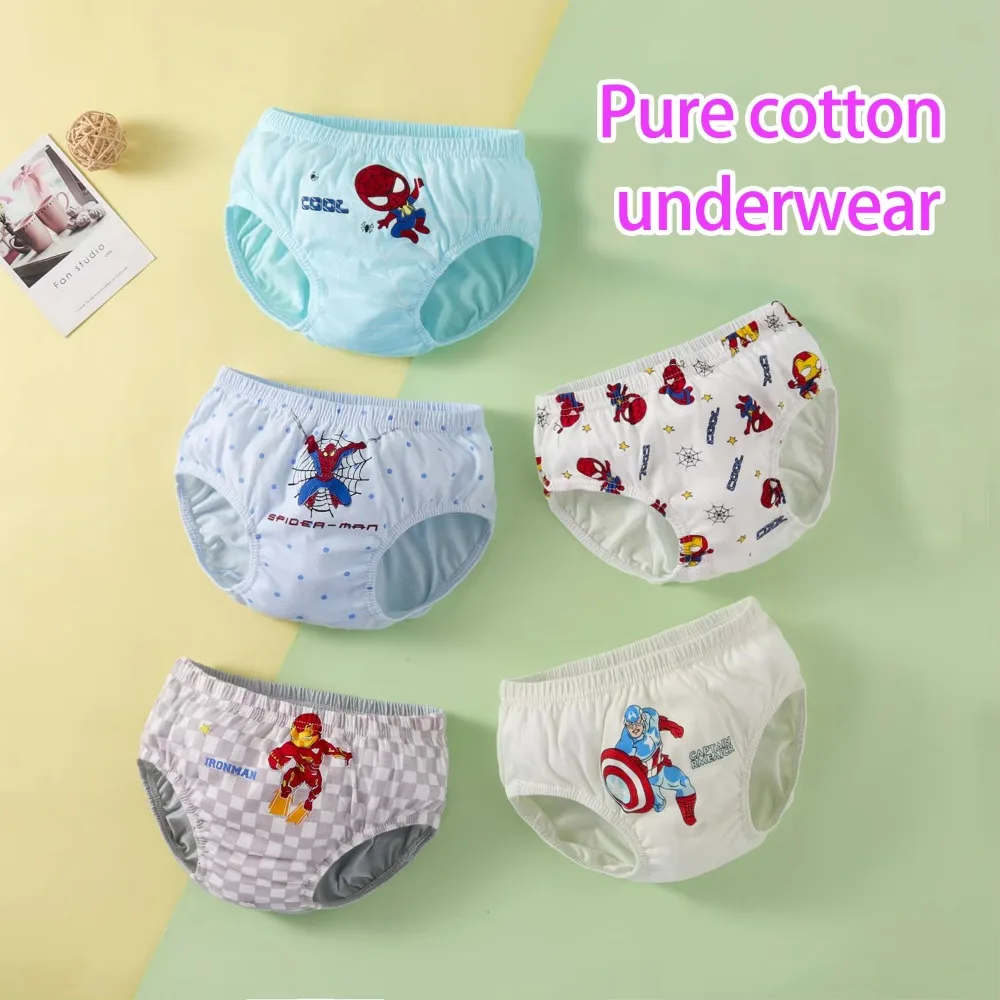 2‑12Y Cute Spider Pattern Boys Underwear Pure Cotton Soft Breathable Kids Briefs Comfort Toddler Baby Underpants 5Pcs 3pcs Set