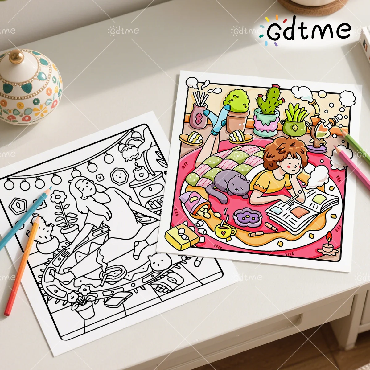 كتاب تلوين مريح للبالغين يتميز بنمط جريئة وسهل الاسترخاء للأطفال كتب رسم تعليمية ذاتية الصنع #4