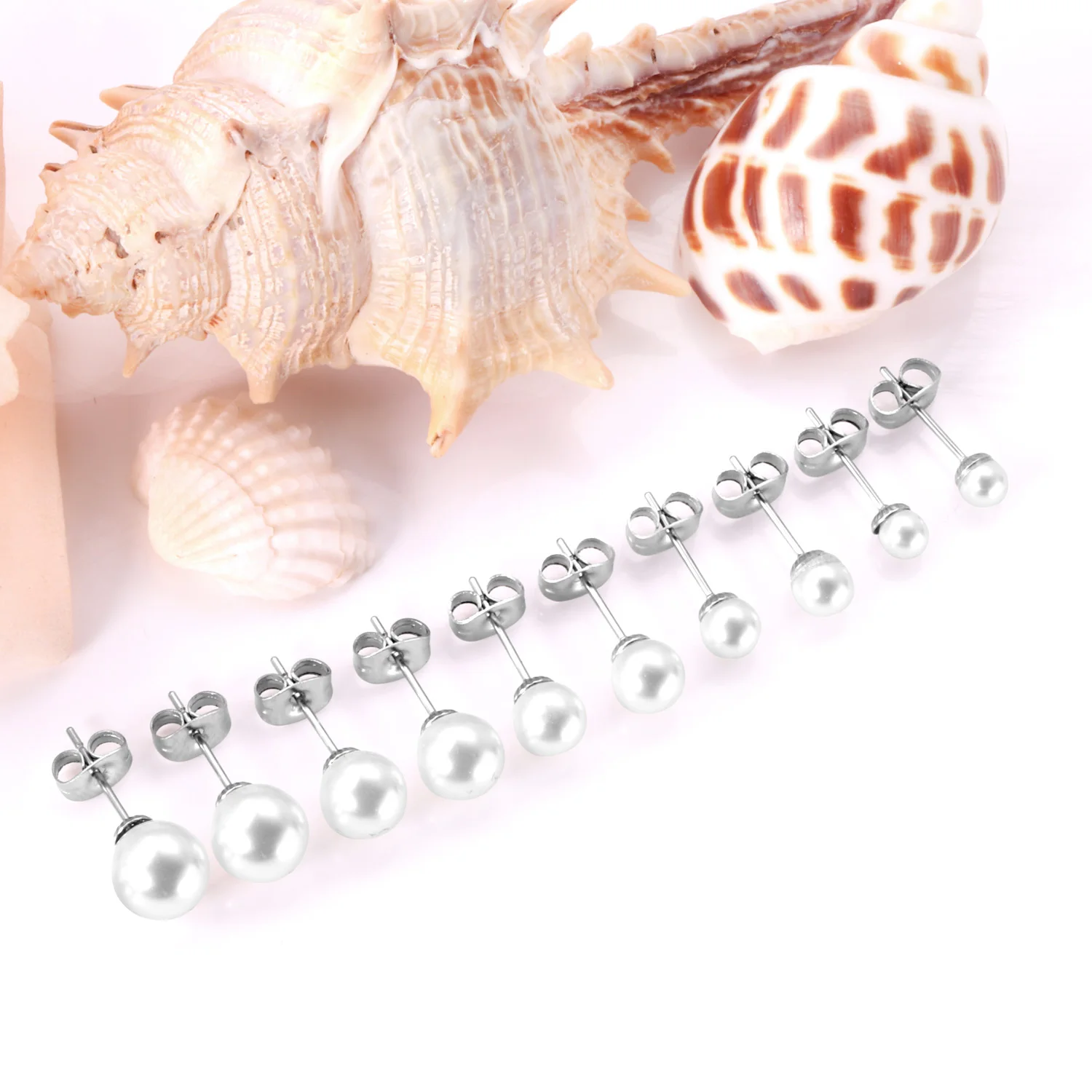 10 Paar Imitationsperlen-Ohrstecker aus 316L-Edelstahl, hypoallergen, kein Verblassen, vergoldet, versilbert, lässiger Piercing-Ohrring, Geschenk – Detail 5