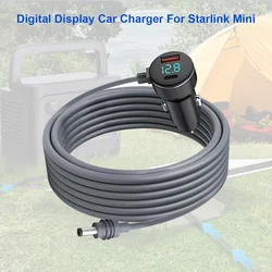 3-in-1 Digital Display Car Charger For Starlink Mini with PD65W Fast Charge Car Cigarette DC (12V-24V) Car Power Cable 18AWG