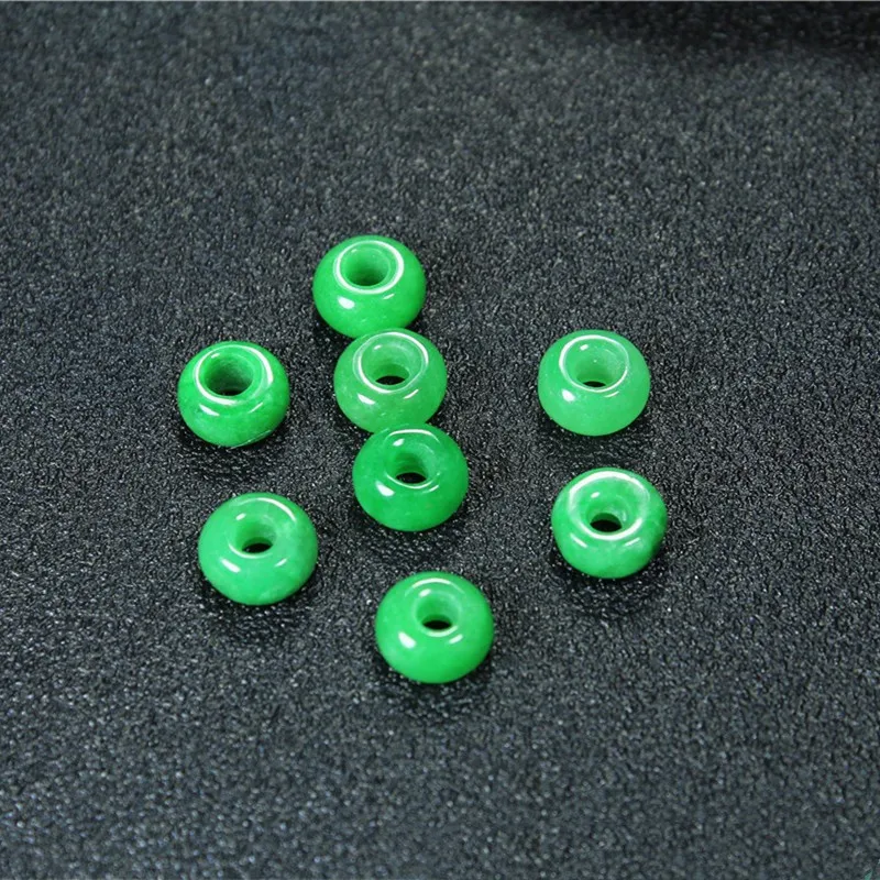 Natural jadeite hand-carved scattered beads DIY100% real green jade bracelets accessories fitting jade gift real jade bangle