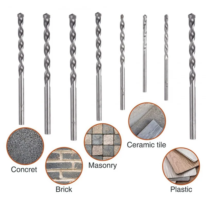 8pcs-set 400pcs-carton 11/32''-1/4'' Carbide Tipped Masonry and Concrete Impact Rotary Hammer Bits for Drill Bit Category