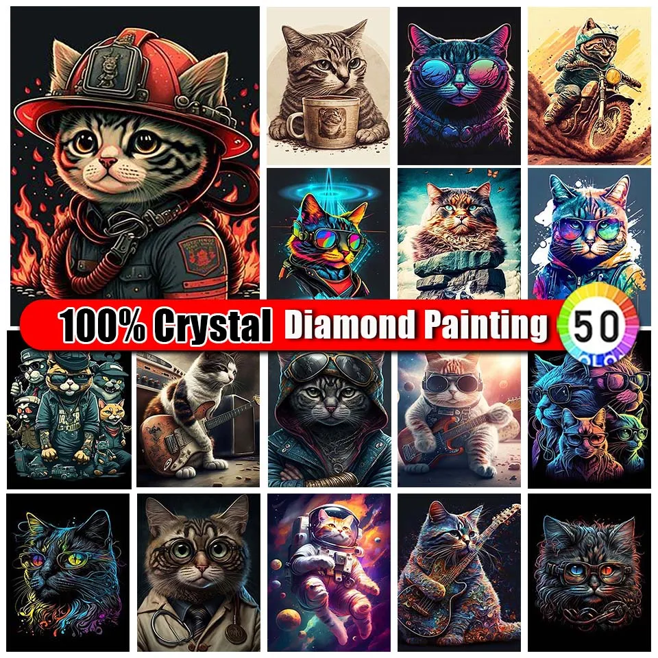 

Merdika 100% Crystal Diamond Painting Animal Picture of Rhinestone Diamond Art Mosaic Cat Cross Stitch Embroidery Handmade Gift