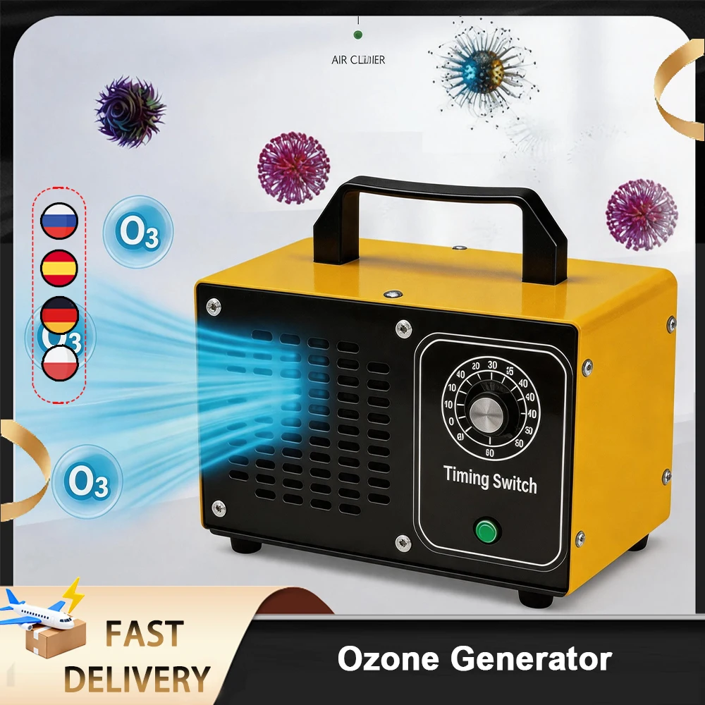 Generator ozonu 220V 60g/h Oczyszczacz powietrza Domowy Komercyjny Ozonator Usuwa Zapachy O3 Ozonizator do Domu Piwnicy Kontrola Dymu i Zwierząt, Przemysłowy Oczyszczacz Powietrza Deodoryzator