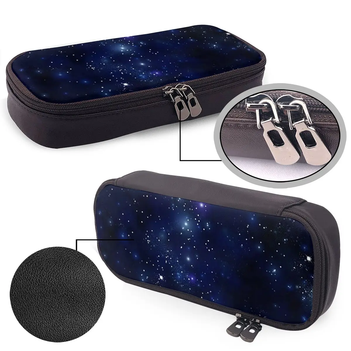 Constellation Star Clusters Galaxies Halloween Leather Pencil Case for Studen School Pen Box Pencil Bag Stationery Supplies