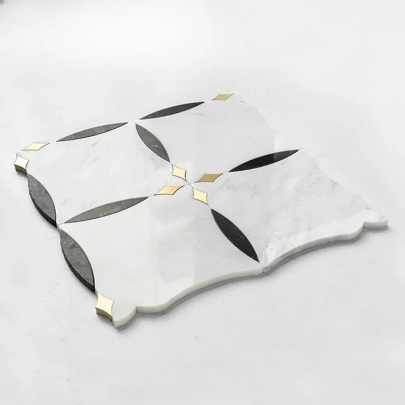 Water jet parquet natural marble mosaic Carrara white kitchen shower room wall floor tile