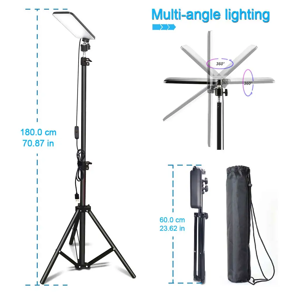 Outdoor Camping Light Portable Multi-functional LED Lamp Rechargeable Work Lamp Telescoping Adjustable Tripod USB Powered
