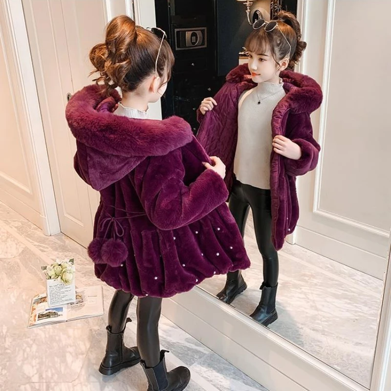 

Куртки из овечьей шерсти для девочек, осенне-зимние детские теплые бархатные пальто, модная стеганая верхняя одежда для подростков, детская повседневная одежда