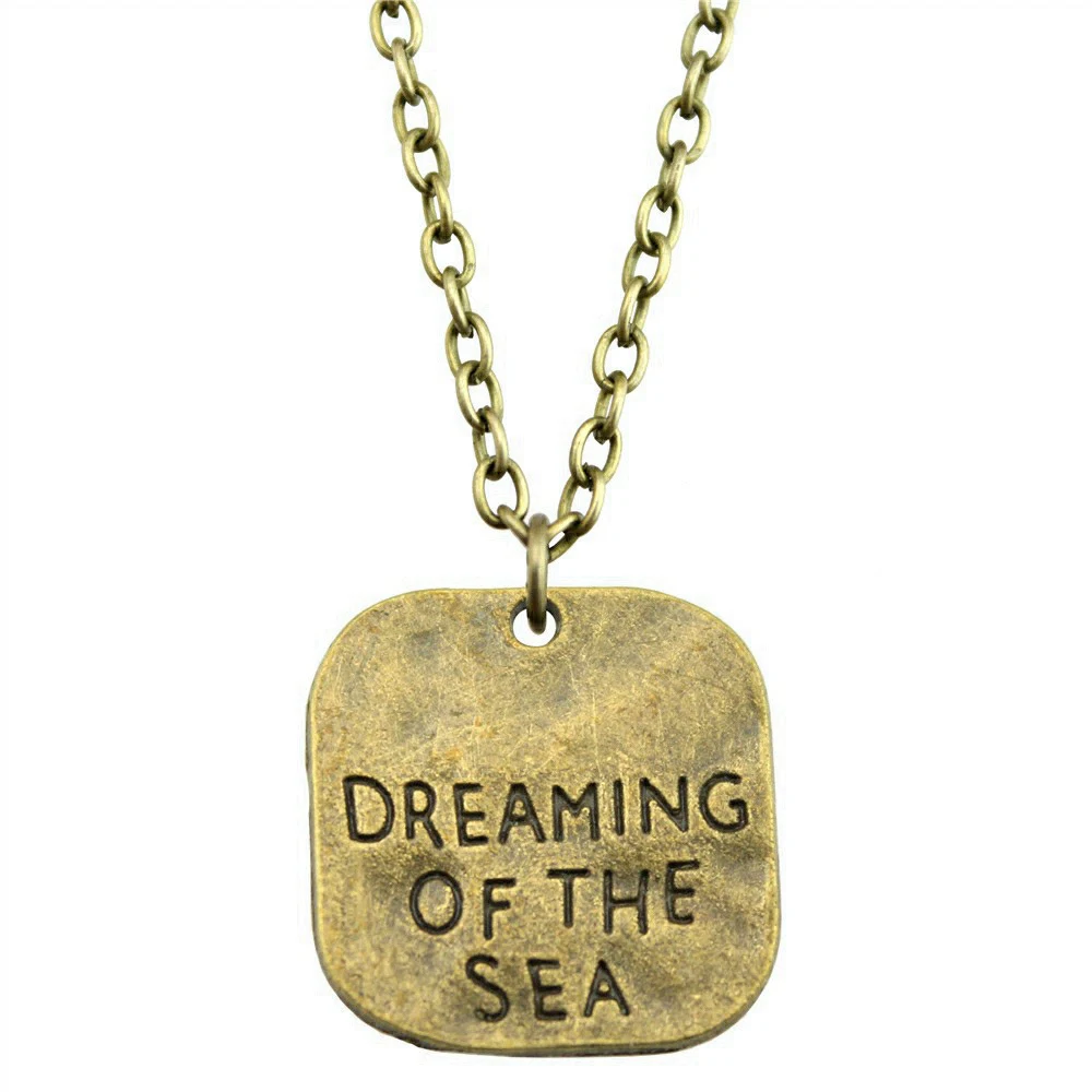 Vintage Inspirational Word Tag Pendant Necklace Encouragement Text Charm Necklaces Graduate Student Grad Gift