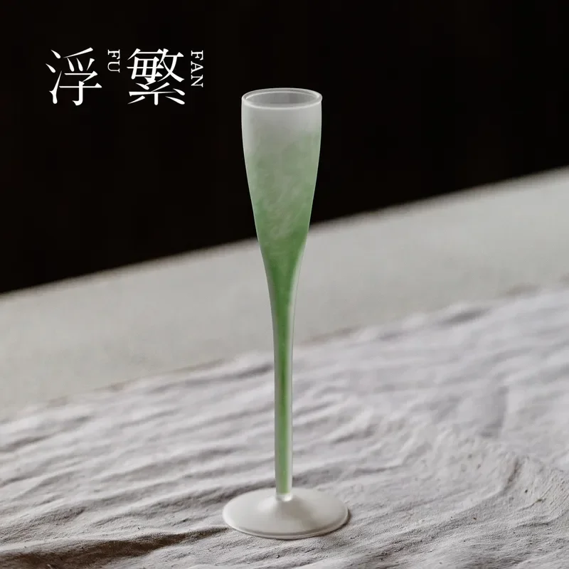 for Fufan Creative Premium Niche Glazed Smell Cup Light Green Moon Cage Sand Glass Goblet Champagne Cup Cocktail Glass
