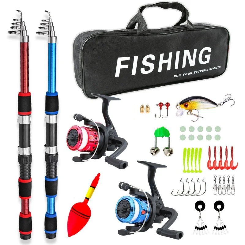 

1.8M/2.1M 1 pair Telescopic Fishing Rod and Reel Combo 5.2:1 3BB Reel Max 5kg Drag with Accessories & Bag