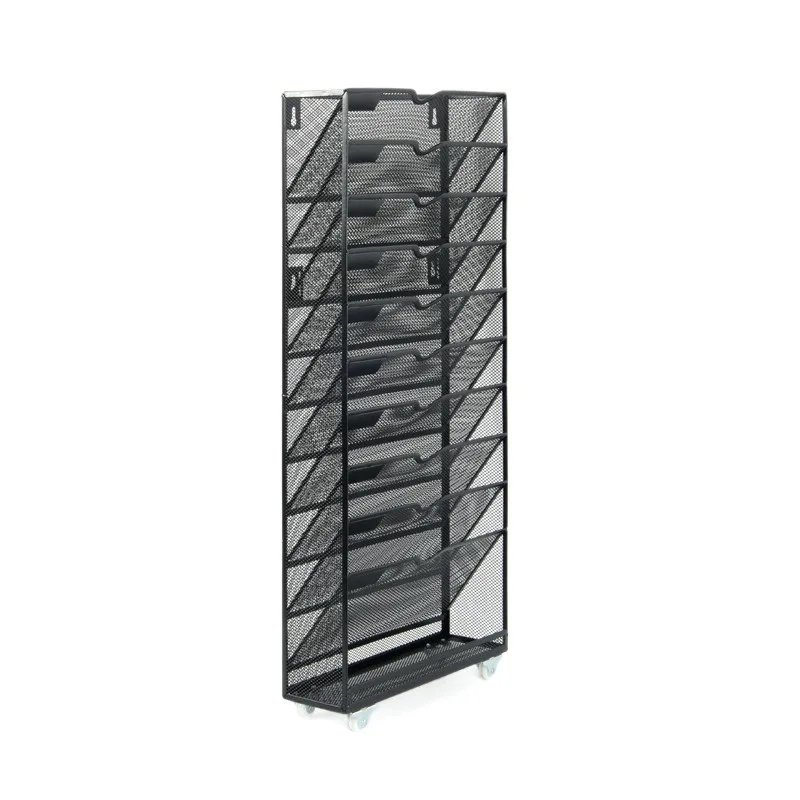 9-13 Tier Metal Grid File Holder, Slanted Desktop Bookend, Simple Iron Document Storage Organizer