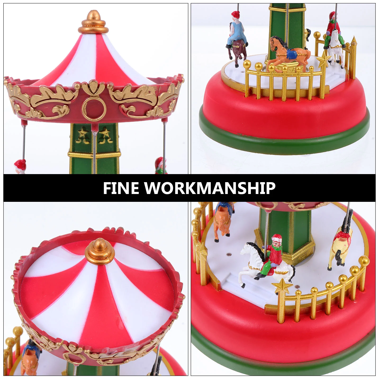 Music Carousel Cartoon Box Merry-go-round Decor Decorations Plastic Desktop Adorn Luminous