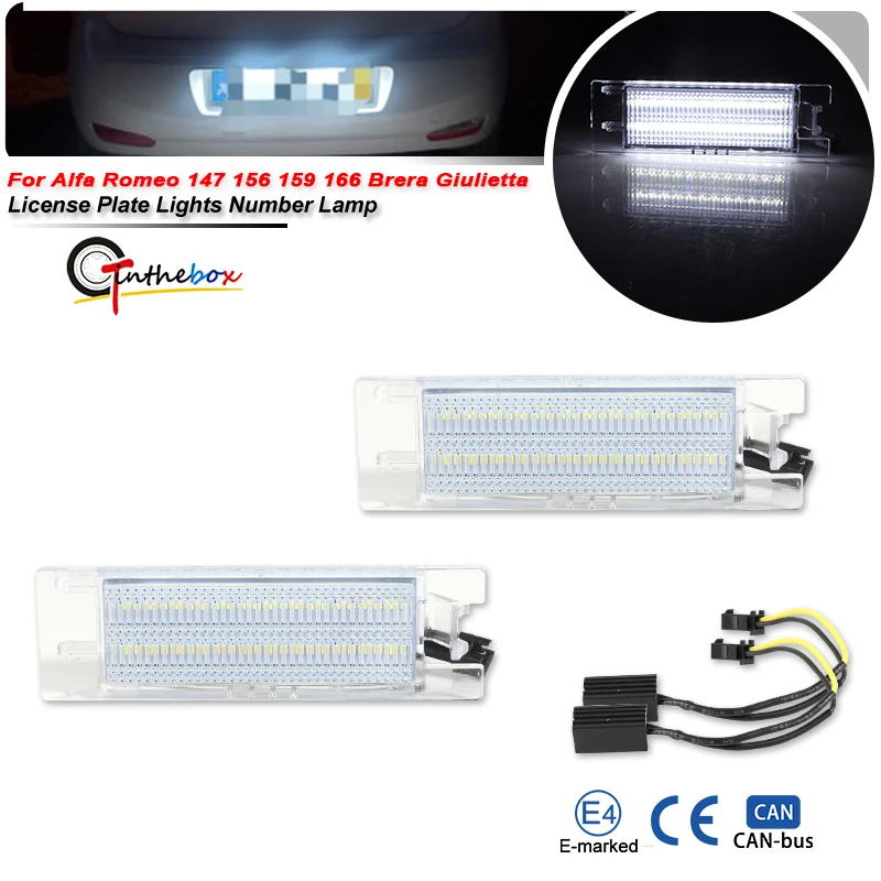 2Pcs Canbus LED License Plate Lights For Alfa Romeo 147 156 159 166 Giulietta Mito Brera Spider GT Coupe Car Number Plate Lamps