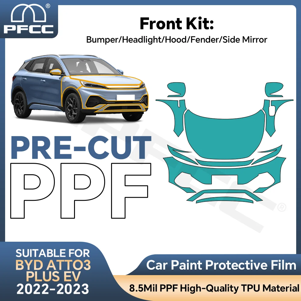 Clear Invisible Car Bra Paint Protection Film 8.5mil PPF For BYD Atto3 Plus EV 2022-2023 Self-Adhesive Vinyl Wrap Kit