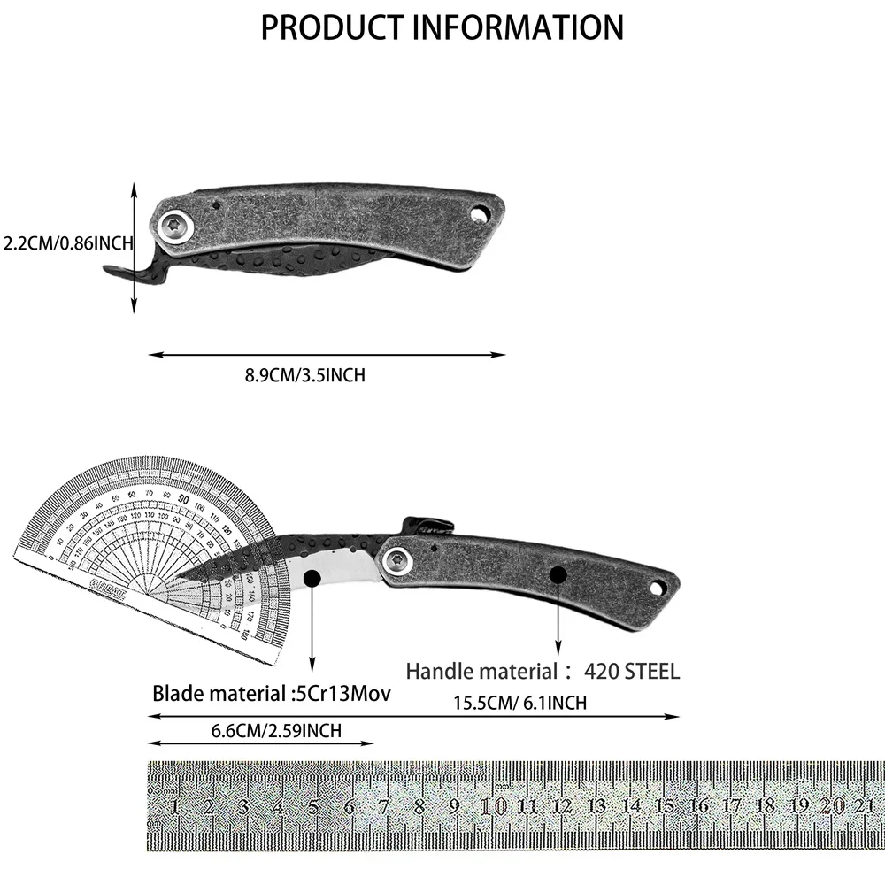 Mini couteau de poche pliant, couteau de Camping à fruits Portable de survie en plein air multifonctionnel EDC avec couteaux à gaine, cadeau pour hommes