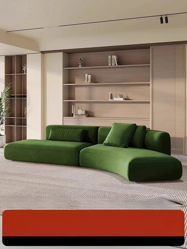 Nordic wind green small apartment fabric sofa beauty cafe bed and breakfast apartment Internet celebrity shop living room