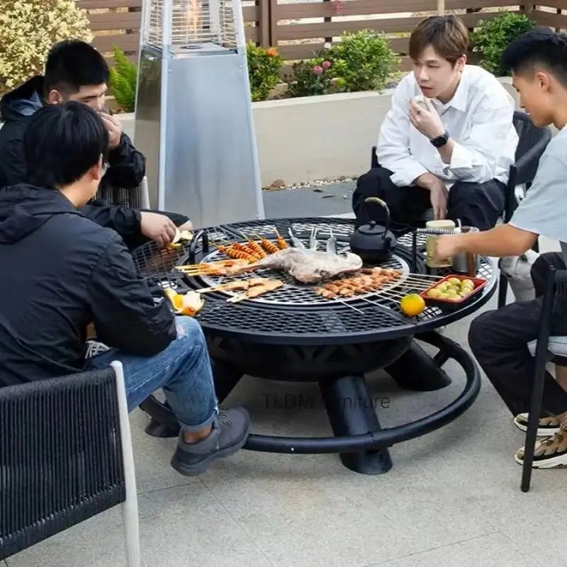Barbecue Modern Outdoor Wood High Quality Fire Grill Pit Table Heater Patio Villa Campfire Fireplace Table Charcoal Brazier